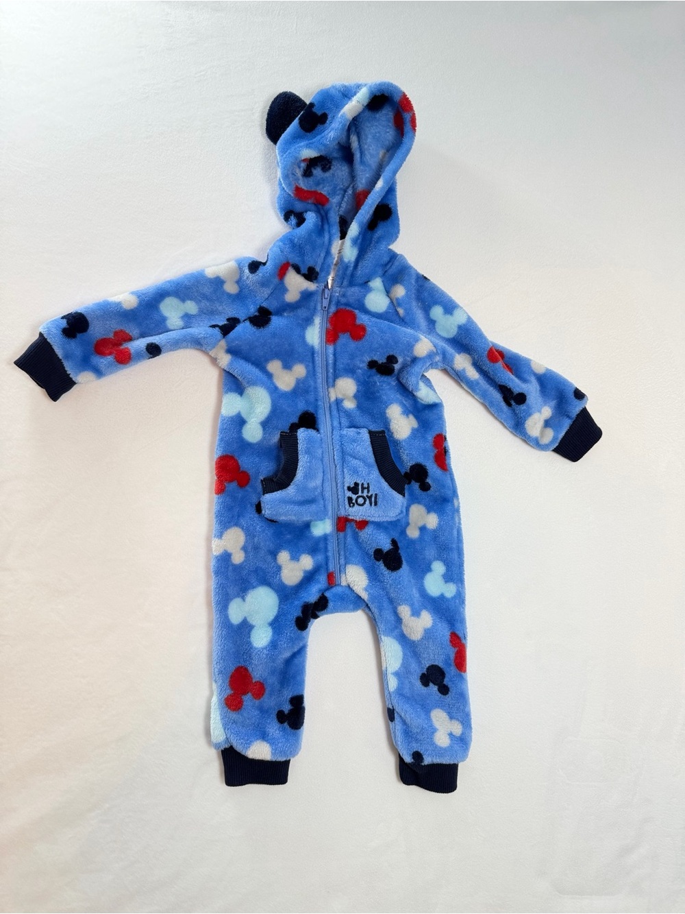 Disney Kids Blue Fleece One-Piece Hoodie Romper -